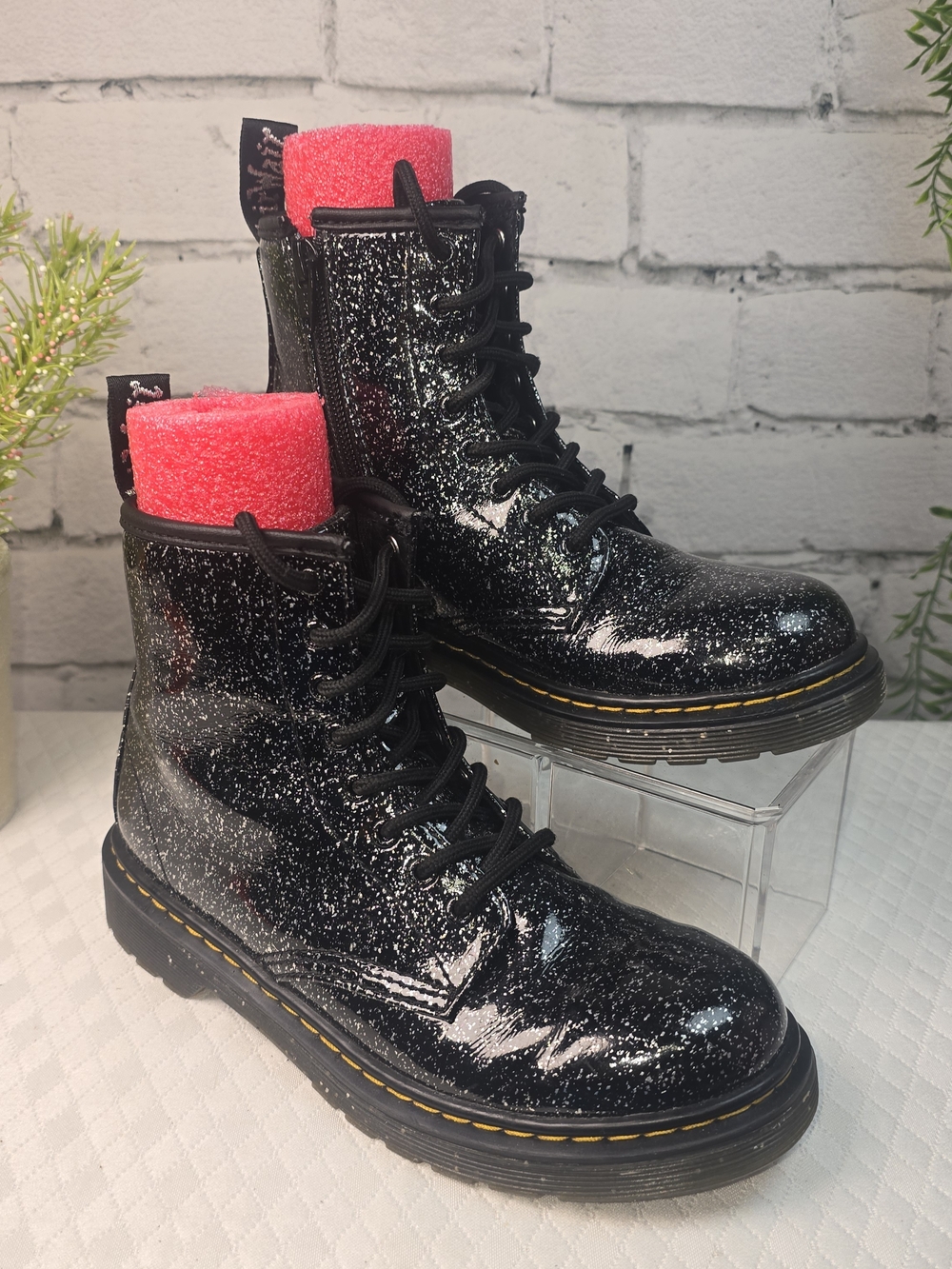 DR. MARTENS 1460 GLITTER BOOTS GIRLS COMBAT BOOTS CHUNKY SIZE 3